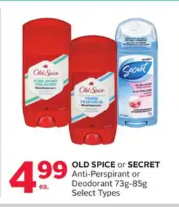 Rexall OLD SPICE or SECRET Anti-Perspirant or Deodorant offer
