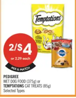 Shoppers Drug Mart PEDIGREE WET DOG FOOD (375g) or TEMPTATIONS CAT TREATS (85g) offer