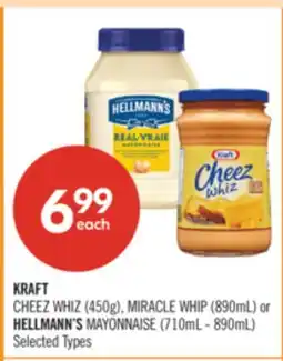 Shoppers Drug Mart KRAFT CHEEZ WHIZ (450g), MIRACLE WHIP (890mL) or HELLMANN'S MAYONNAISE (710mL - 890mL) offer