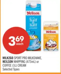 Shoppers Drug Mart MILK2GO SPORT PRO MILKSHAKE, NEILSON WHIPPING (473mL) or COFFEE (1L) CREAM offer