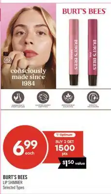 Shoppers Drug Mart BURT'S BEES LIP SHIMMER offer