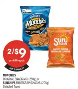 Shoppers Drug Mart MUNCHIES ORIGINAL SNACK MIX (250g) or SUNCHIPS MULTIGRAIN SNACKS (205g) offer