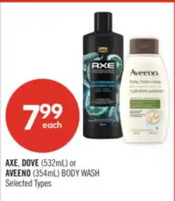 Shoppers Drug Mart AXE, DOVE (532mL) or AVEENO (354mL) BODY WASH offer