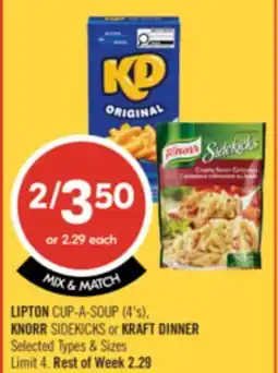 Shoppers Drug Mart LIPTON CUP-A-SOUP (4's), KNORR SIDEKICKS or KRAFT DINNER offer