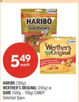 Shoppers Drug Mart HARIBO (284g), WERTHER'S ORIGINAL (245g) or DARE (500g - 700g) CANDY offer