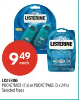 Shoppers Drug Mart LISTERINE POCKETMIST (2's) or POCKETPAKS (3 x 24's) offer