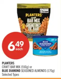 Shoppers Drug Mart PLANTERS CRAFT BAR MIX (550g) or BLUE DIAMOND SEASONED ALMONDS (170g) offer
