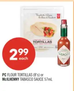 Shoppers Drug Mart PC FLOUR TORTILLAS (8's) or McILHENNY TABASCO SAUCE offer