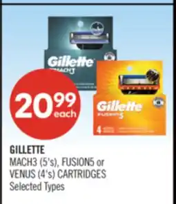 Shoppers Drug Mart GILLETTE MACH3 (5's), FUSION5 or VENUS (4's) CARTRIDGES offer
