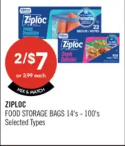 Shoppers Drug Mart ZIPLOC FOOD STORAGE BAGS 14's-100's offer