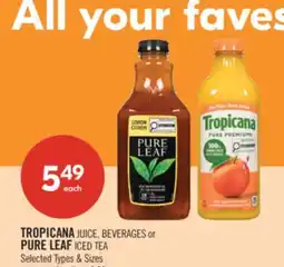 Shoppers Drug Mart TROPICANA JUICE, BEVERAGES or PURE LEAF ICED TEA offer