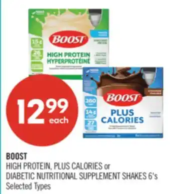 Shoppers Drug Mart BOOST HIGH PROTEIN, PLUS CALORIES or DIABETIC NUTRITIONAL SUPPLEMENT SHAKES offer