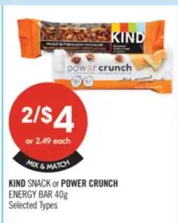 Shoppers Drug Mart KIND SNACK or POWER CRUNCH ENERGY BAR offer