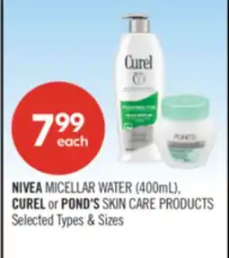Shoppers Drug Mart NIVEA MICELLAR WATER (400mL), CUREL or POND'S SKIN CARE PRODUCTS offer