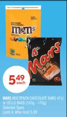 Shoppers Drug Mart MARS MULTIPACK CHOCOLATE BARS (4's) or CELLO BAGS (165g - 170g) offer