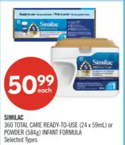 Shoppers Drug Mart SIMILAC 360 TOTAL CARE READY-TO-USE (24 x 59mL) or POWDER (584g) INFANT FORMULA offer