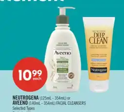 Shoppers Drug Mart NEUTROGENA (125mL - 354mL) or AVEENO (140mL - 354mL) FACIAL CLEANSERS offer