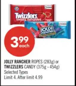 Shoppers Drug Mart JOLLY RANCHER ROPES (283g) or TWIZZLERS CANDY (375g - 454g) offer