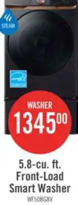 The Brick Samsung 5.8 Cu. Ft. Front-Load Steam Washer - Black Stainless Steel - Stackable - WF50BG8300AVUS offer