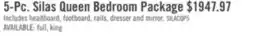 The Brick Silas 5pc Bedroom Set with Platform Bed, Dresser & Mirror, LED, Rustic Brown - Queen Size offer