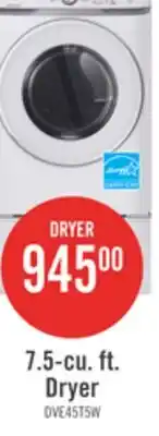 The Brick Samsung 7.5 Cu. Ft. Electric Dryer - White - Stackable - DVE45T6005W/AC offer
