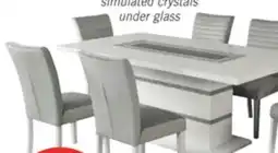 The Brick Garbo 7pc Dining Set with Table & 6 Chairs, Glass Insert, Pedestal Base, Glam, 78.75W - White offer