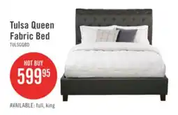 The Brick Tulsa Upholstered Platform Bed in Grey Vegan-Leather Fabric, Button Tufted - Queen Size offer