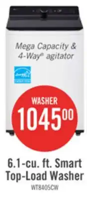 The Brick LG 6.3 Cu. Ft. Smart Top-Load High-Efficiency Washer - White - WT8400CW offer