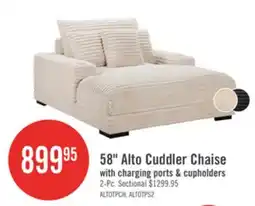The Brick Alto 58 Ultra Plush Faux Fur Fabric Chaise Lounge with Dual Cupholders and USB Port - Taupe offer