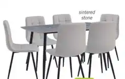 The Brick Arlo 7pc Dining Set with Table & 6 Grey Chairs, Sintered Stone & Metal, 55W - Grey/Black offer