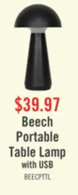 The Brick Beech 11 Modern Acrylic Portable Indoor/Outdoor Table Lamp with USB Port - Black offer
