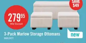 The Brick Marlow 19.5 3-Pack Storage Ottomans – Beige offer