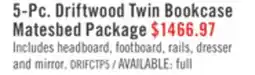 The Brick Driftwood Mates Bed 5pc Set with Storage Headboard, Dresser & Mirror, Brown - Twin Size offer