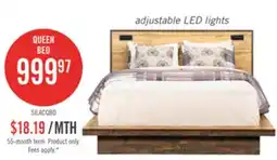 The Brick Silas Platform Bed with Headboard & Frame, LED, Rustic Brown - Queen Size offer