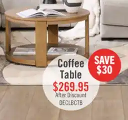 The Brick Declan 31.5 Modern Round Coffee Table with Casters – Natural Wood offer