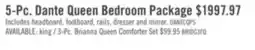 The Brick Scott Living Dante 5pc Bedroom Set with Bed, Dresser & Mirror, Brown - Queen Size offer