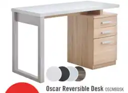 The Brick Oscar 47 Reversible Office Desk with Storage – Faux White Marble and Weathered White offer