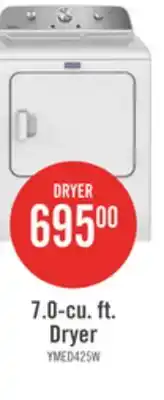 The Brick Maytag 7.0 Cu. Ft. Electric Dryer - White - YMED4205SW offer