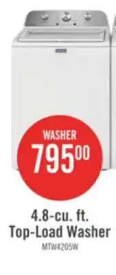 The Brick Maytag 4.8 Cu. Ft. Top Load Washer – White - MTW4205SW offer