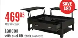 The Brick Landon 48 Modern Lift Top Coffee Table With Storage, Shelf and Casters - Dark Brown offer
