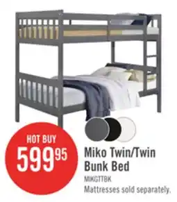The Brick Miko Bunk Bed with Ladder & Guard Rail for Kids, Grey - Twin/Twin offer