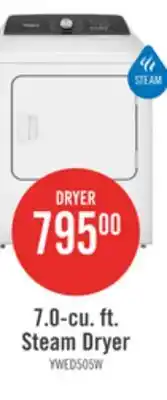 The Brick Whirlpool 7 Cu. Ft. Electric Dryer with Steam - White - YWED5050LW offer