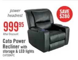 The Brick Cato 36.50 Leather-Look Fabric Power Reclining Chair with Power Headrest and Dual Cupholders - Black offer