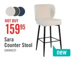 The Brick Sara Counter-Height Stool with Velvet-Like Fabric, 26H, Metal – White offer