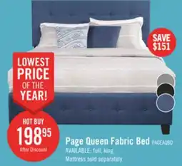The Brick Page Upholstered Bed in Blue Linen-Look Fabric, Button Tufted - Queen Size offer