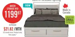 The Brick Alpine Platform Storage Bed with Headboard & Frame, LED, Made in Canada, White - Queen Size offer