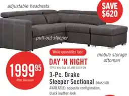 The Brick Drake 3-Piece Right-Facing Faux Suede Fabric Sleeper Sectional with Storage Ottoman - Cement Grey offer