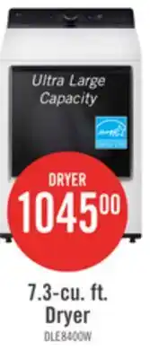 The Brick LG 7.3 Cu. Ft. Electric Dryer - White - DLE8400WE offer