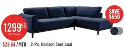 The Brick Horizon 2-Piece Right-Facing Fabric Sectional with Wood Base and Legs - Navy offer