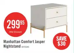 The Brick Manhattan Comfort Jasper Nightstand with Steel Gold Legs - Off White Matte offer